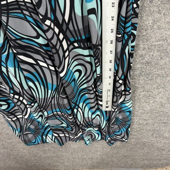 Liz Lange Dress Woemn L Maternity Gray Geometric Maxi Long V-Neck Long Sleeve - Picture 6 of 7